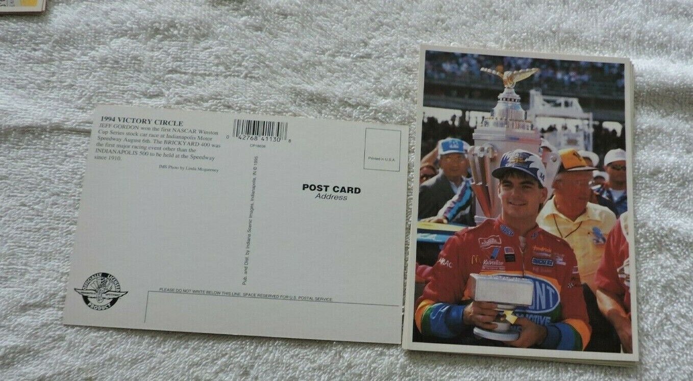 1994 VICTORY CIRCLE JEFF GORDON WINNER 1ST NASCAR WINSTON CUP UNPOSTED POST CARD