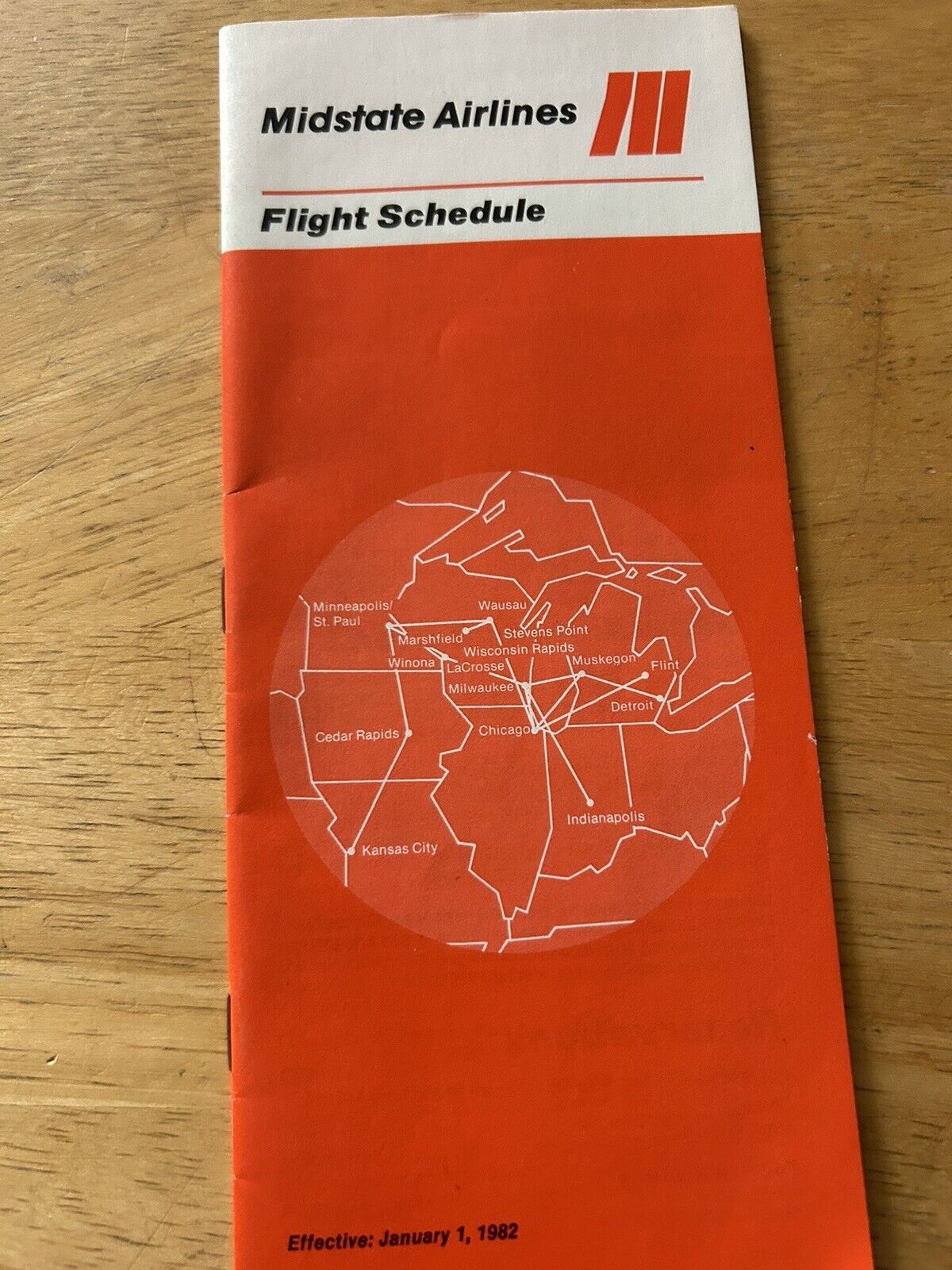 MIDSTATE AIRLINES FLIGHT SCHEDULE JANUARY 1, 1982