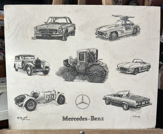 Artist Al Kennedy: Marble Mercedes-Benz Tile (20" X 16")
