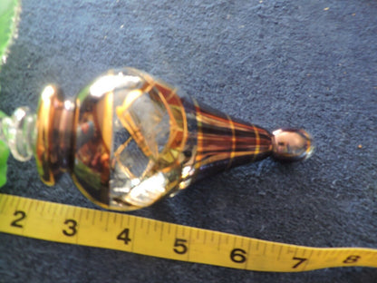 BLOWN GLASS CHRISTMAS ORNAMENT WITH PICTORIAL INLAYS 6.5 LONG 7 INCHES ROUND