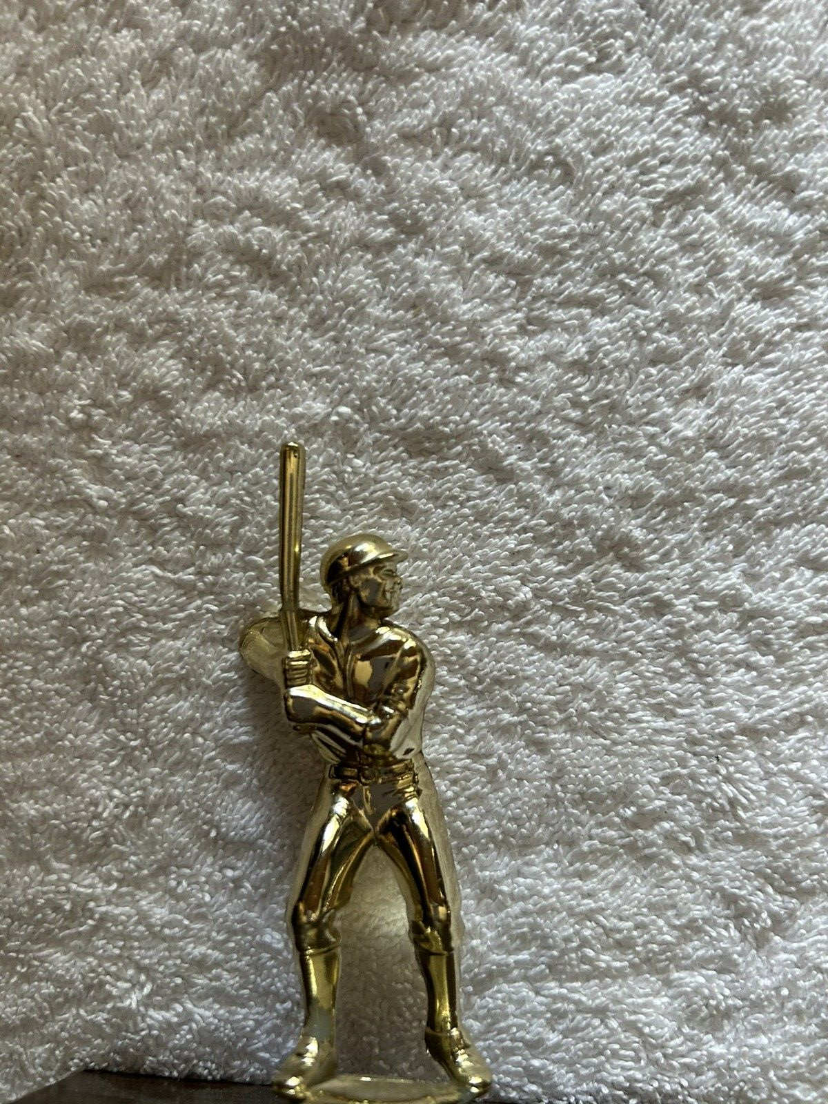 TROPHY: BATTER --PLASTIC--WOOD BASE--4.5X3.5X 4 INCHES