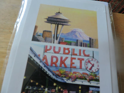 SIGNED PRINT OF THE PUBLIC MARKET IN SEATTLE WASHINGTON--ED NEWBOLD