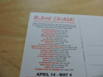 BLAME CANADA-FILM SOCIETY OF LINCOLN CENTER--  ADVERTISEMENT POST CARD