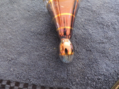 BLOWN GLASS CHRISTMAS ORNAMENT WITH PICTORIAL INLAYS 6.5 LONG 7 INCHES ROUND