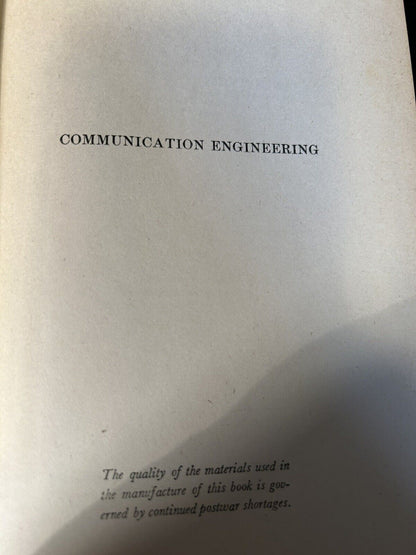 Hardcover: Communication Engineering, 1937