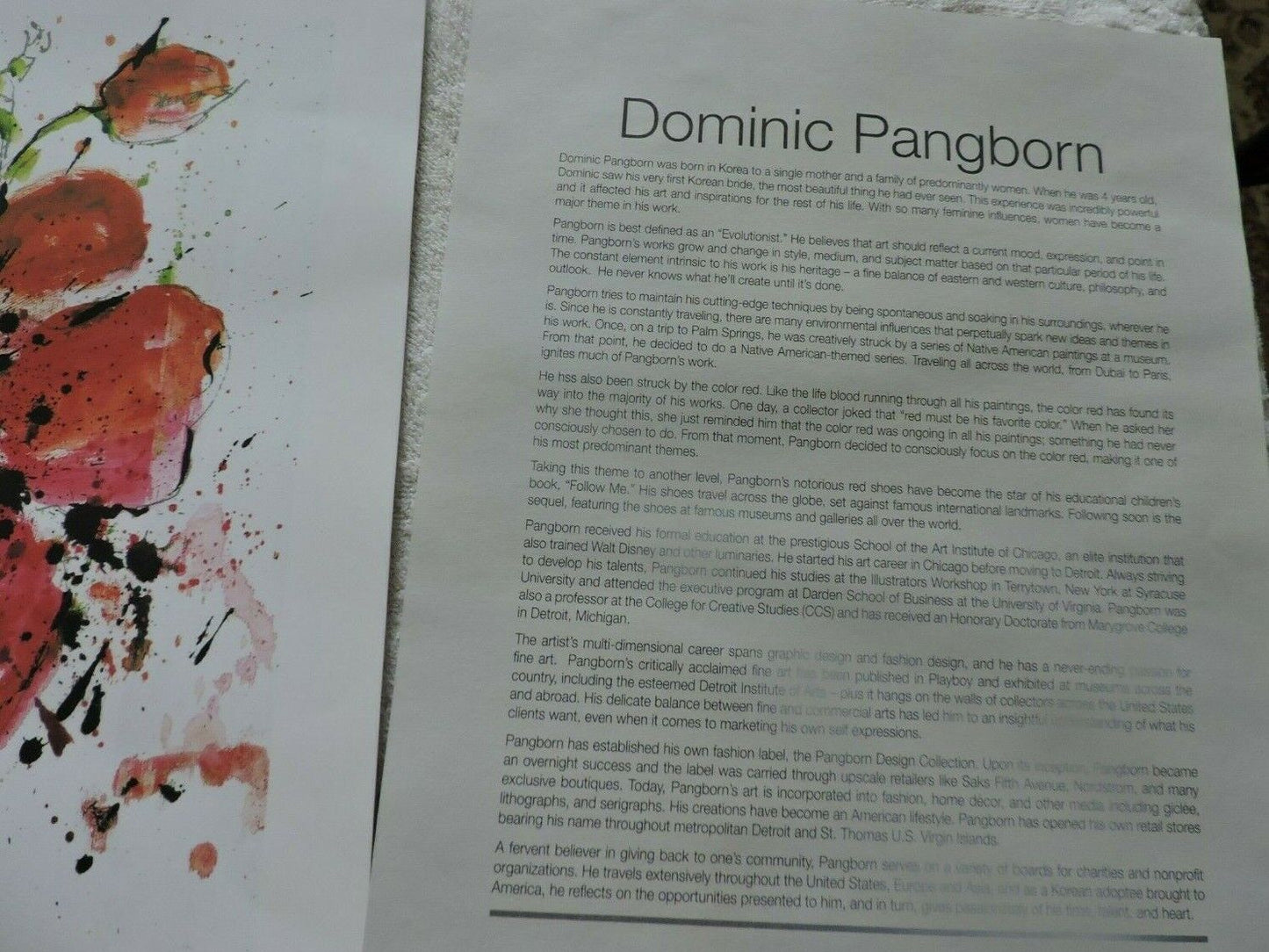 ARTIST:  DOMINIC PANGBORN--"ABSTRACT POPPY"  2015  91/4X7  INCHES/ COA