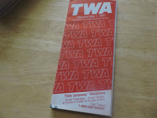 TWA Worldwide Timetable Effective  MAY 1, 1991