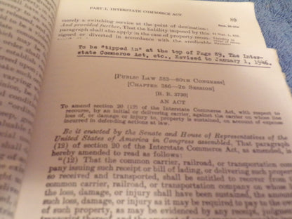 The Interstate Commerce Act Book (1946 Print) Bonus: Univ. of KC Final Exam