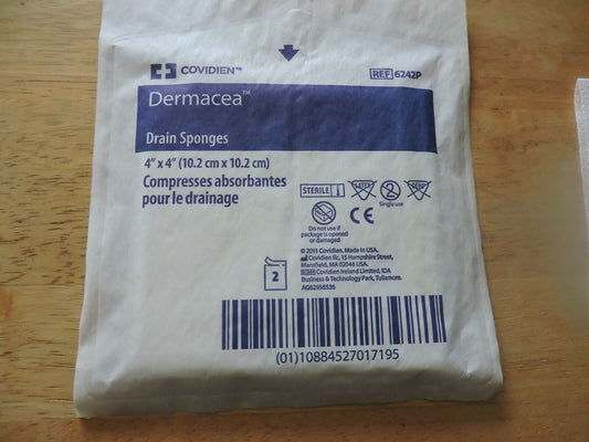 COVIDIEN DERMACEA DRAIN SPONGES 4"X4"---30 COUNT