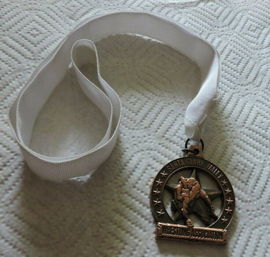 SANTA CLARE VALLEY WRESTLING ASSOCIATIONS  MEDAL WITH WHITE RIBBON
