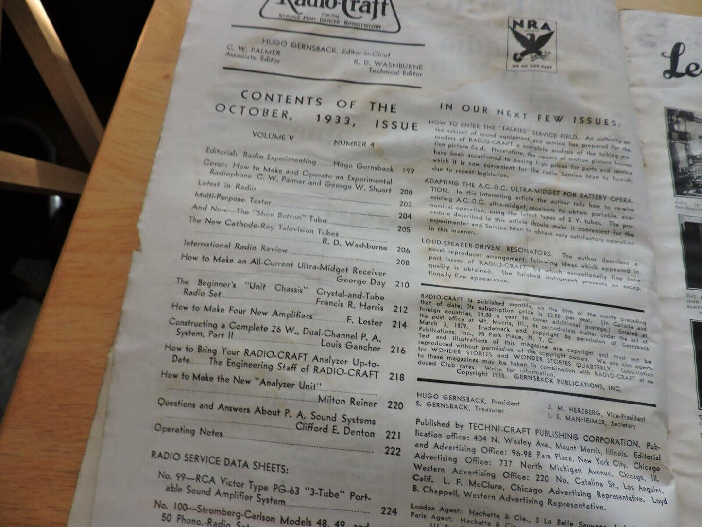RADIO CRAFT MAGAZINE OCTOBER 1933
