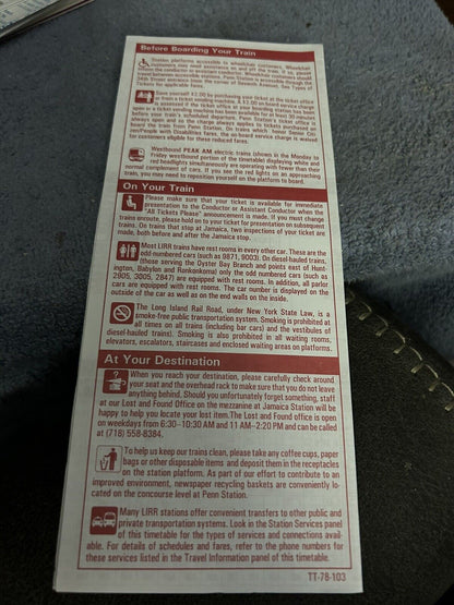 TIMETABLE: LONG ISLAND RAIL ROAD  PORT WASHINGTON  9/19-11/13, 1994