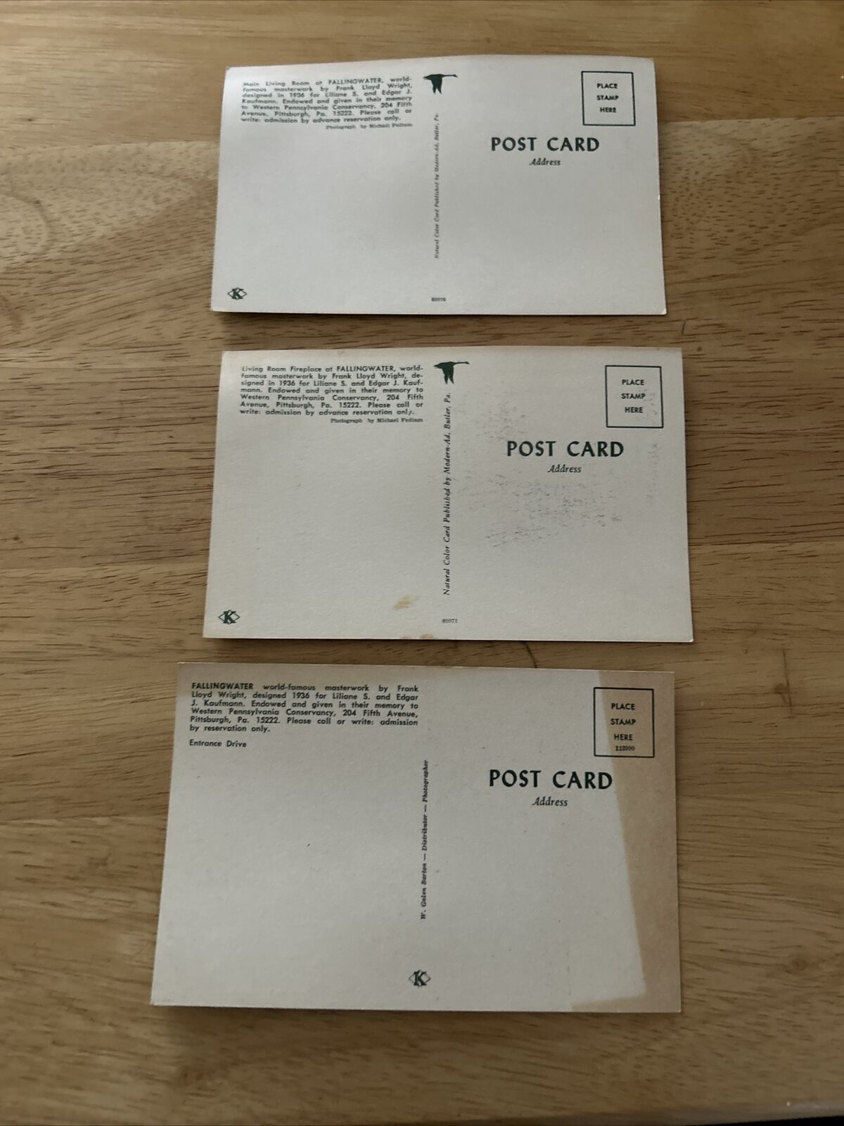 Postcard from Fallingwater Pennsylvania Set of 11