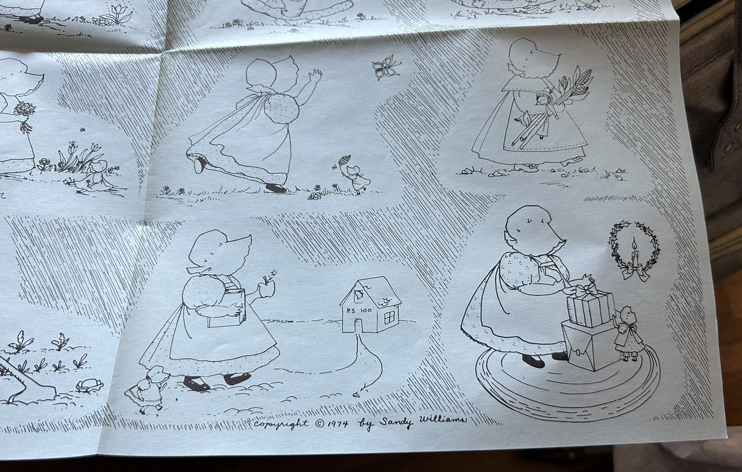 SHEET OF DRAWINGS BY SANDY WILLIAMS 1974