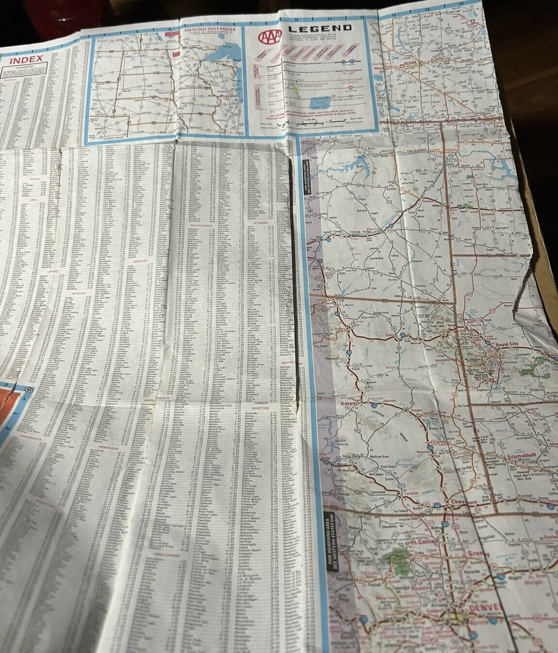 AAA MAP CENTRAL STATES/PROVINCES 1998