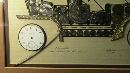 Framed/Signed Clock/Watch Art: Using Elgin Watch Parts/Olds13 1/2" X 16 1/2"