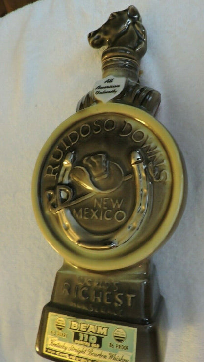 HORSES HEAD DECANTER: RUIDOSO DOWNS NEW MEXICO-- EMPTY---ALL AMERICAN FUTURITY