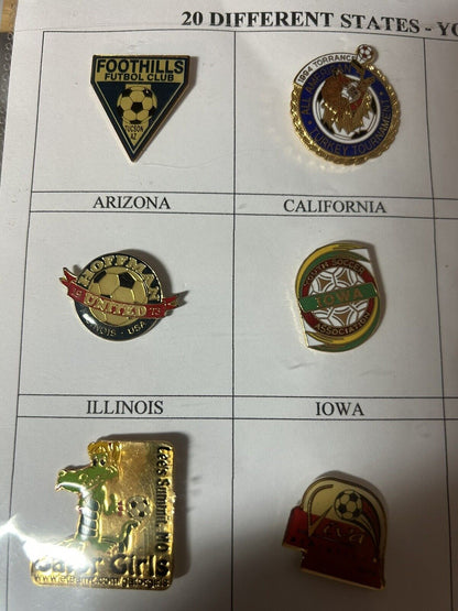 Unique/Rare Set of 20 Different States-Youth Soccer Pins