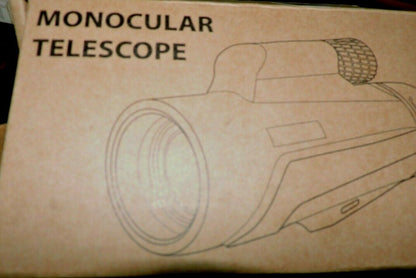 MONOCULAR TELESCOPE--NEW--WITH  QUICK START GUIDE, BAG, STRAP, AND CLEANING CLOT