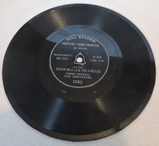 Let Me Go Lover and That's all I want  Susan Miller & the 4 Belles Record 78 RPM