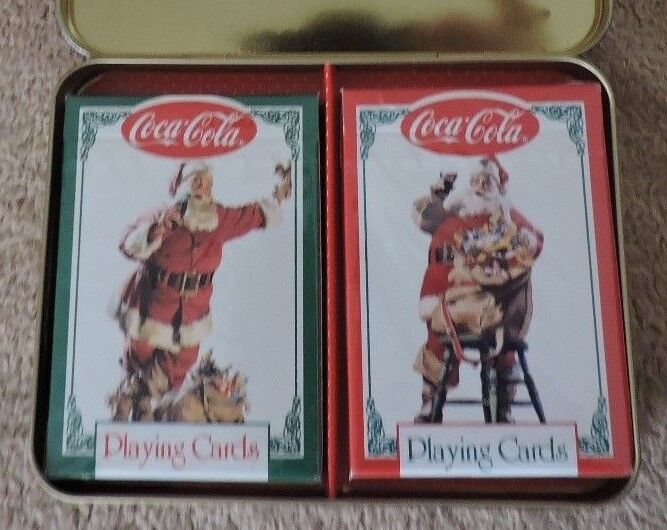 Coca-Cola Nostalgia Playing Cards in Colorful/Collectable Tin- Christmas Themed