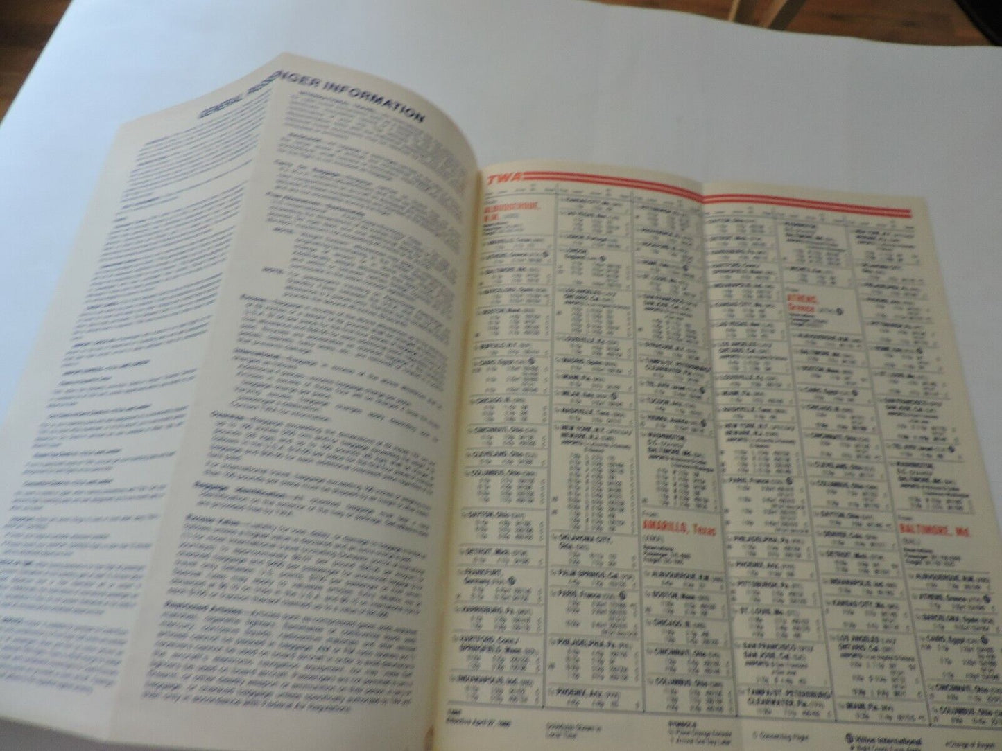 TWA  TIMETABLE APRIL 27, 1980-JUNE 4, 1980