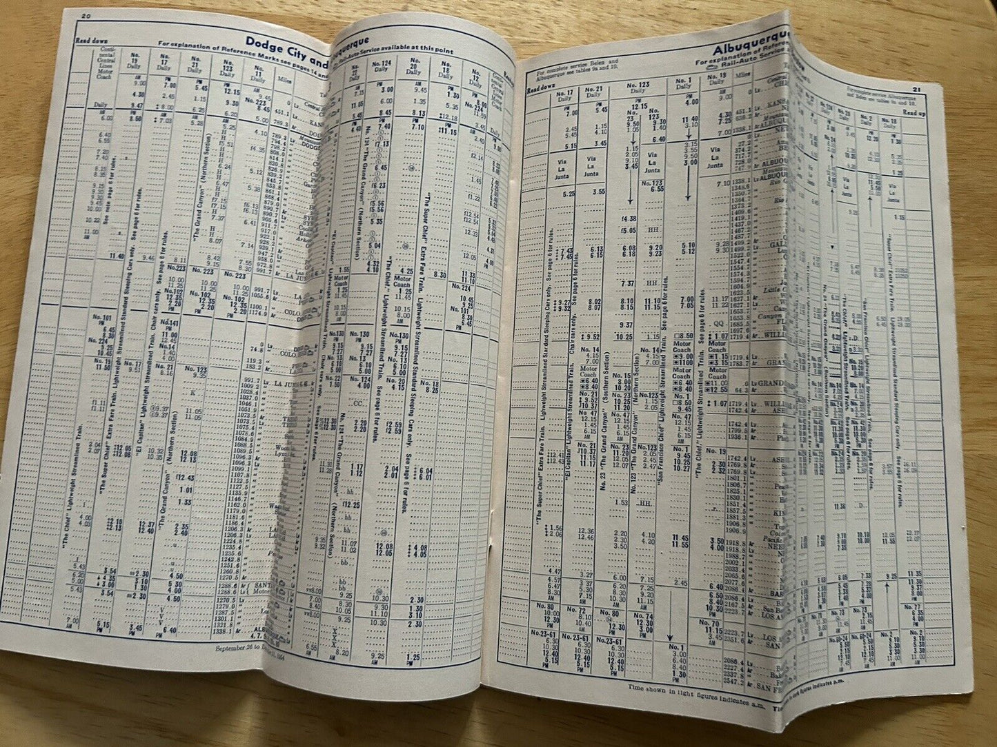 SANTE FE TIMETABLE SEPTEMBER -DECEMBER 1954--TICKET AGENT EDITION