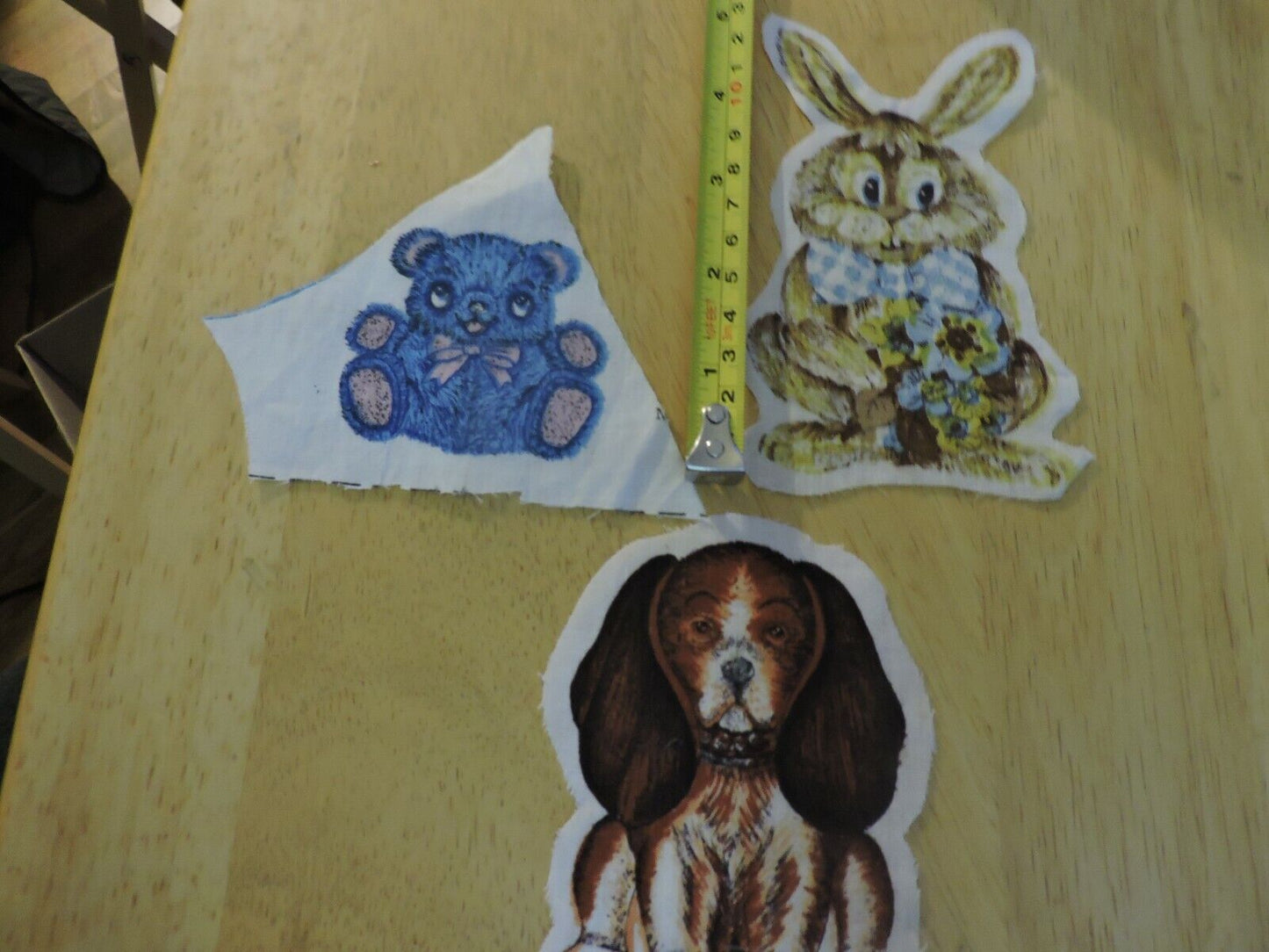 SET OF THREE VINTAGE  APPLIQUES: RABBIT, DOG, TEDDY BEAR