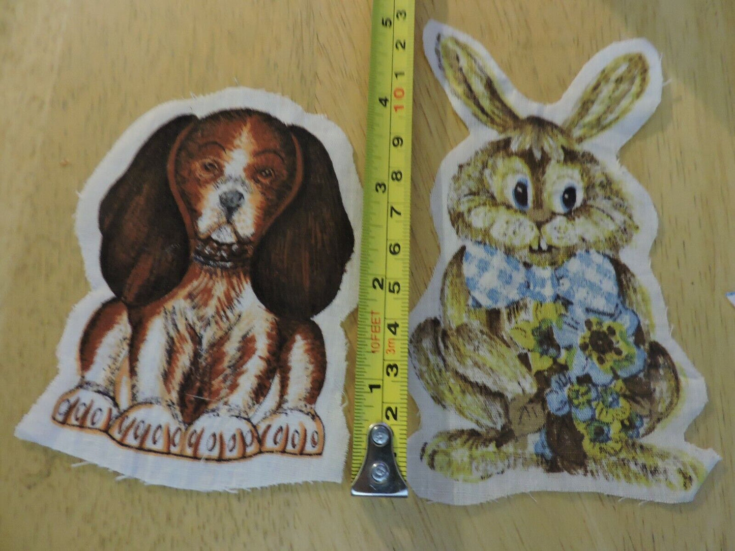 SET OF THREE VINTAGE  APPLIQUES: RABBIT, DOG, TEDDY BEAR