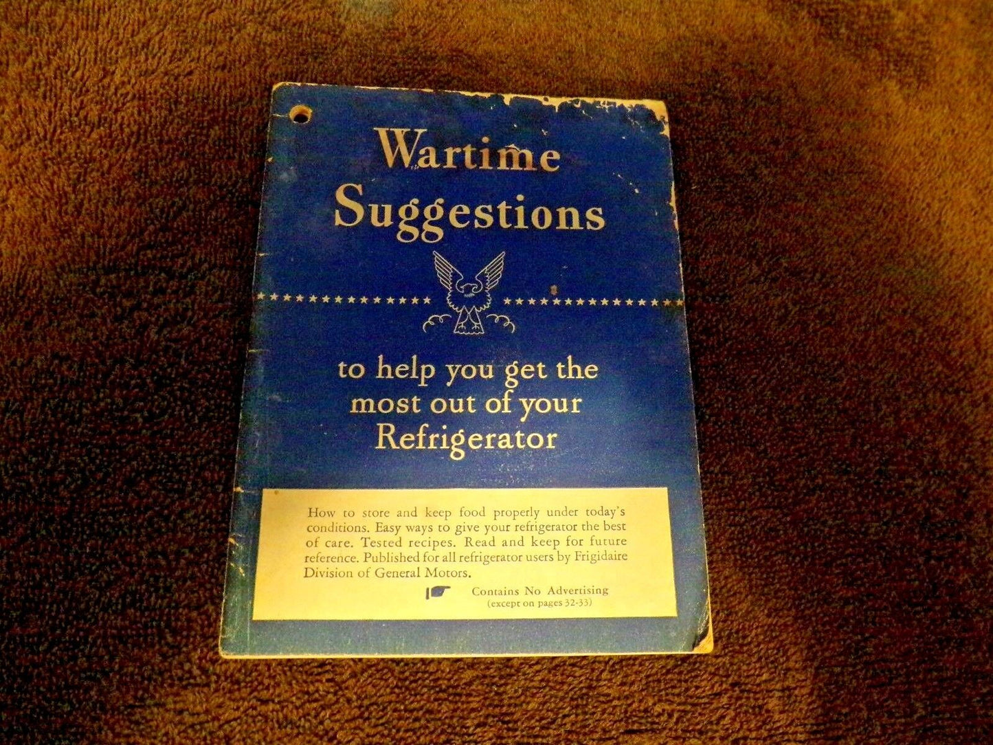 1943 Pamplet-"Wartime Suggestions Help You Get the Most Out of Your Refrigerator