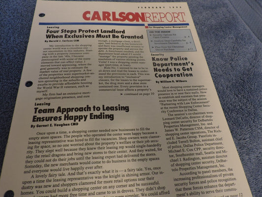 The Carlson Report (Feb. 1995): Security Options for Open Centers (Signed)