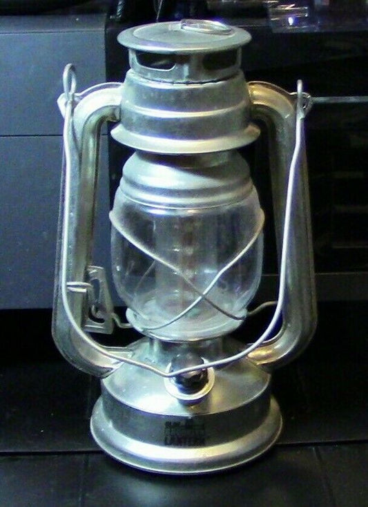 Silver "Olde Brooklyn" Battery Operated Lantern with Clear Glass Globe