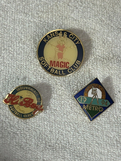 SOFTBALL PIN: (3) KANSAS CITY MAGIC & KC METRO,  INDEPENDENCE HI BOY