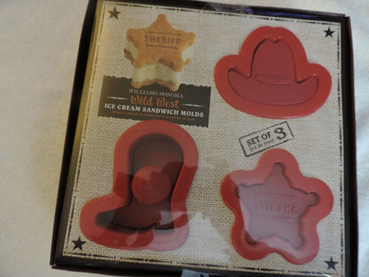 WILD WEST ICE CREAM SANDWICH MOLDS  SET OF 3 (NIB)