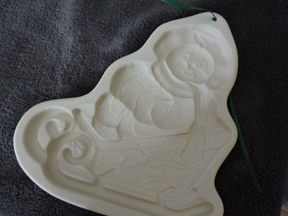 1998 Longaberger Pottery Snow Friends Cookie Mold Series - Sleigh Belle - NIB!