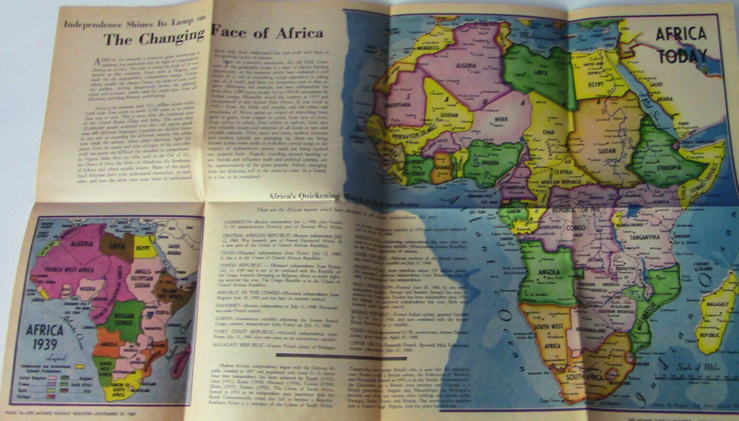 The Des Moines Sunday Register "AFRICA TODAY" Insert 1960 (With Advertising)