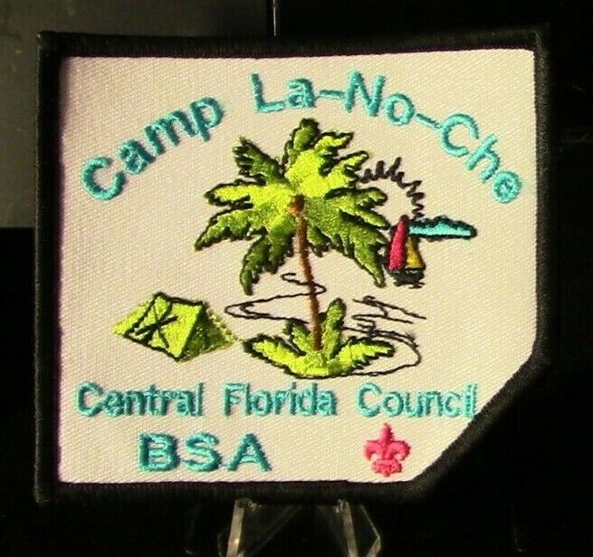 Camp La No Chi, Central Florida Council: White BSA Patch, Palm Trees