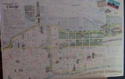 Vintage 1991 MAPEASY Mounted Map: Downtown Chicago and Sourrounding Area Map