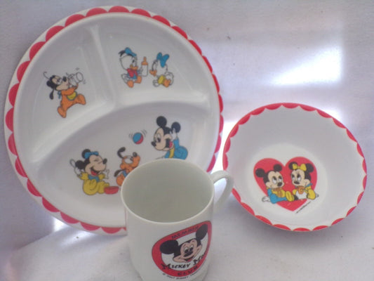 Lot of Vintage Mickey Mouse Glassware and Dishes-Disney/Pluto/Minnie