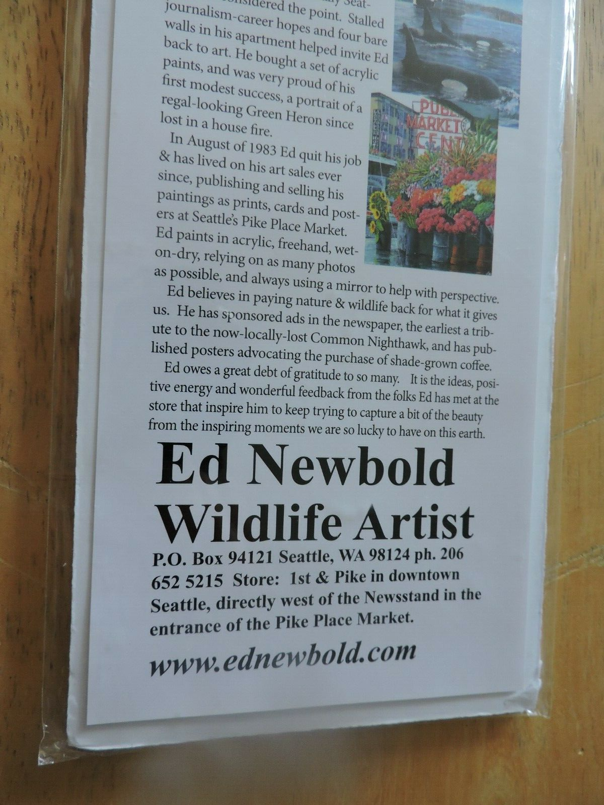 SIGNED PRINT OF THE PUBLIC MARKET IN SEATTLE WASHINGTON--ED NEWBOLD