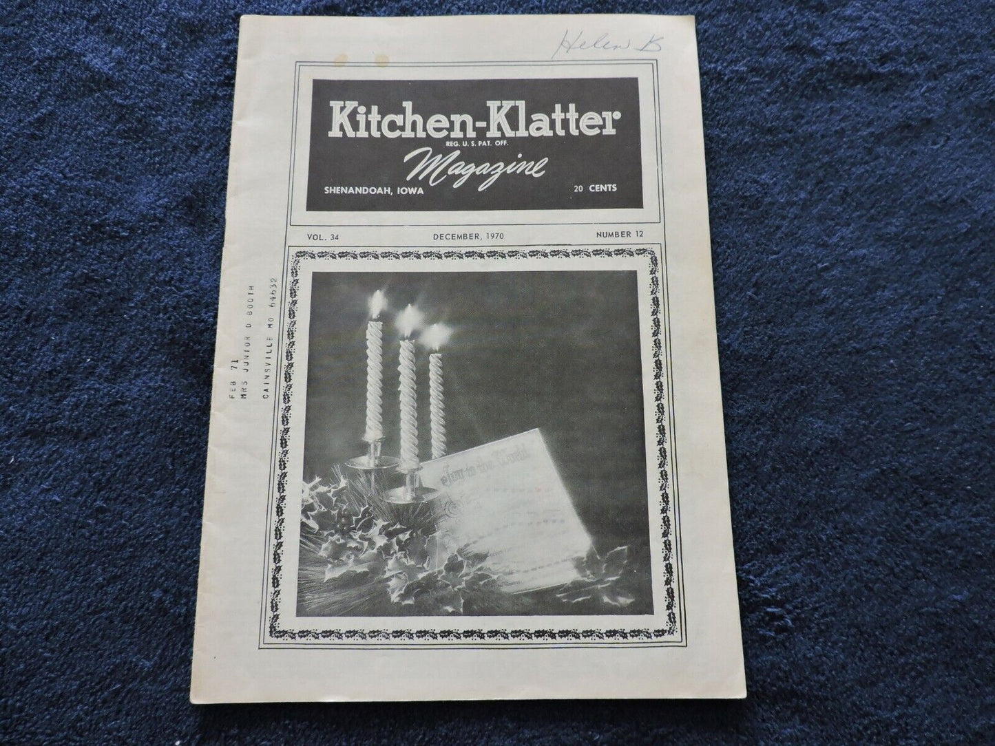 Kitchen-Klatter Magazine, Shenandoah, Iowa,  December 1970