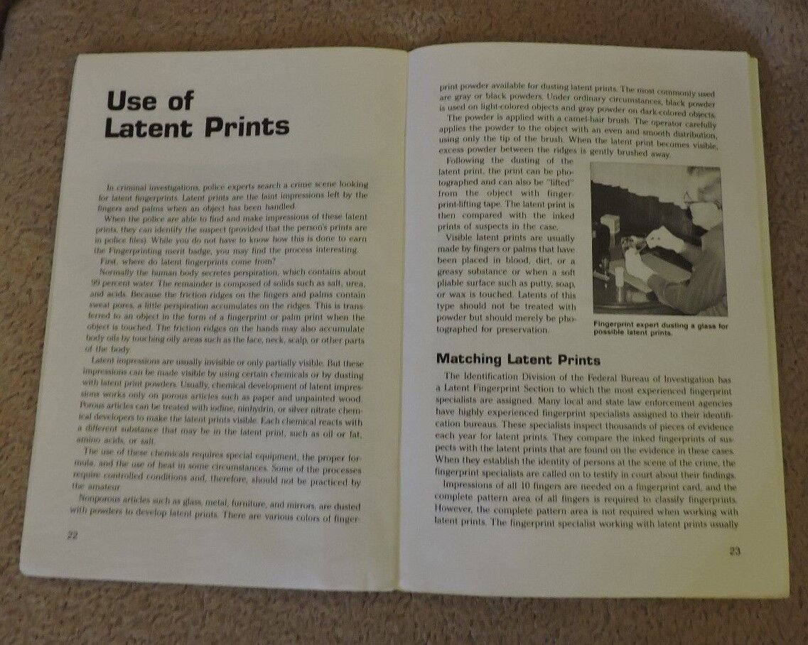 Merit Badge Series "Fingerprinting" 1993 Printing of the 1983 Revision