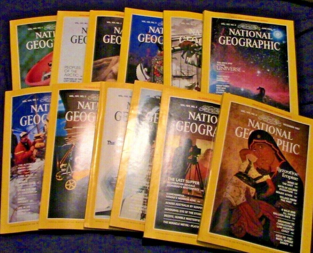 Lot of 14 National Geographics Magazines (1983 Full Year & 2 from 1984)