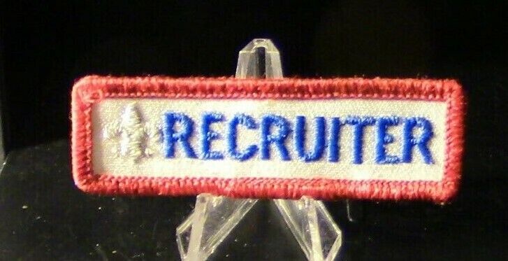 Official BSA:  Recruiter Patch White Background/Blue Letters