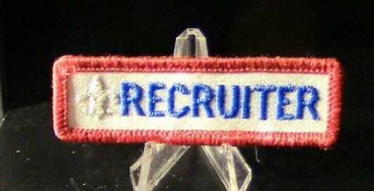 Official BSA:  Recruiter Patch White Background/Blue Letters