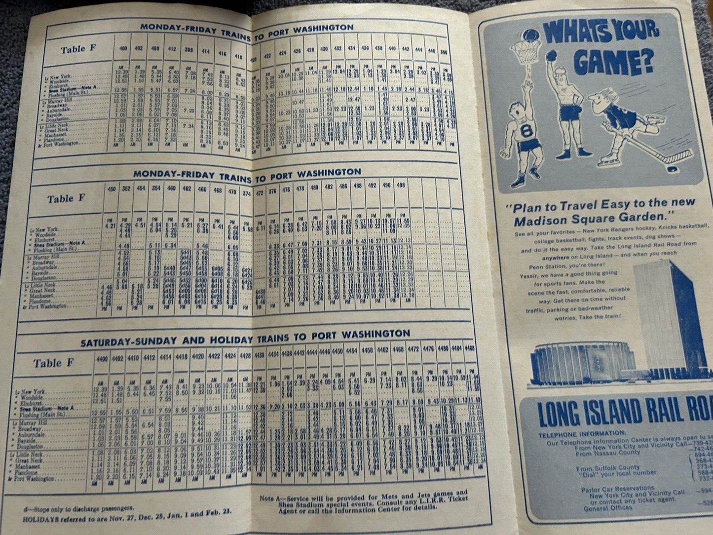 RAILROAD TIMETABLE: LONG ISLAND METROPOLITAN SEPTEMBER 29, 1969