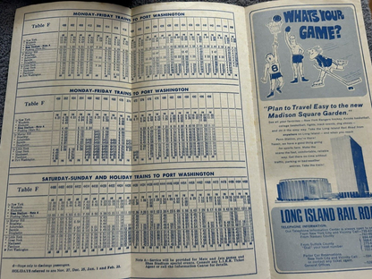 RAILROAD TIMETABLE: LONG ISLAND METROPOLITAN SEPTEMBER 29, 1969