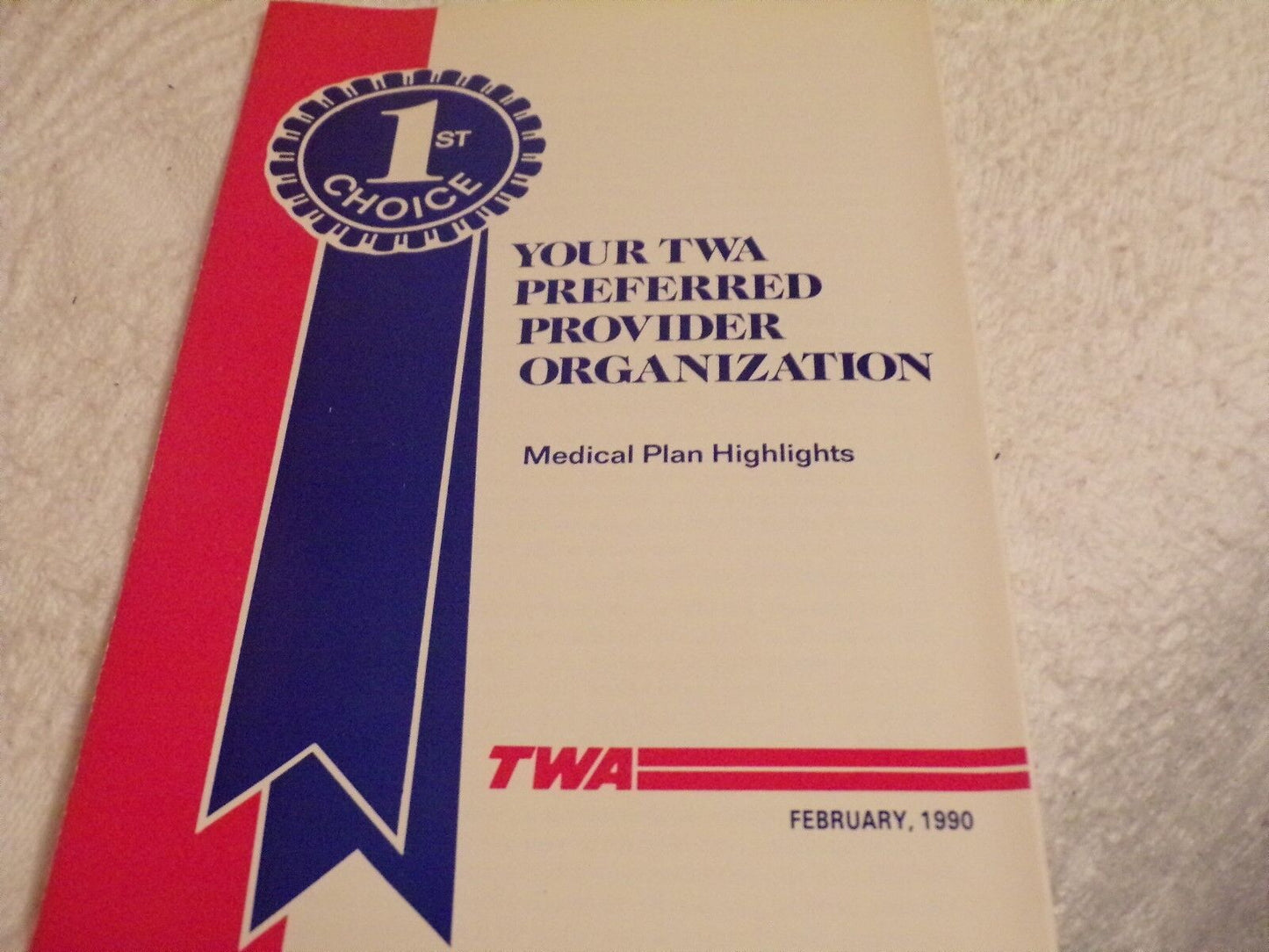 Vintage 1990 TWA Health Benefits Information Booklets