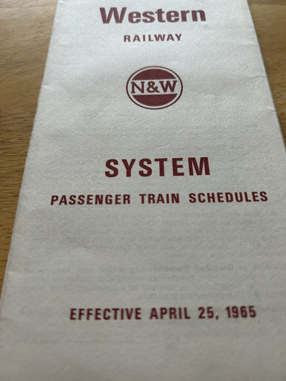 NORFOLK AND WESTERN RAILWAY SYSTEM PASSENGER TRAIN SCHEDULES APRIL 25, 1965