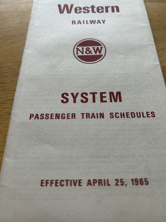 NORFOLK AND WESTERN RAILWAY SYSTEM PASSENGER TRAIN SCHEDULES APRIL 25, 1965
